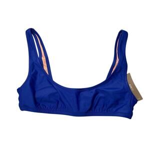 J.Crew Heritage Scoop Neck Bikini Top Blue Swimwear Medium NWT